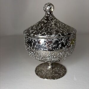 West Virginia Glass Covered Candy Dish Gold Splatter Textured Vtg‎ Retro MCM